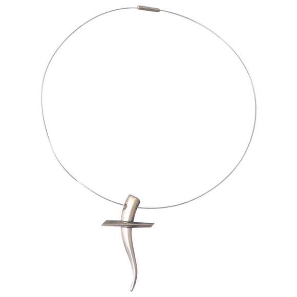 Breil Steel Cross Pendant & Metal Wire Choker - Picture 1 of 8